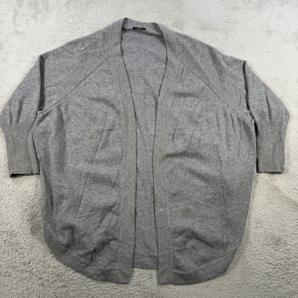 Magaschoni Cardigan Sweater Womens XL Grey 100% Cashmere Open Front Soft